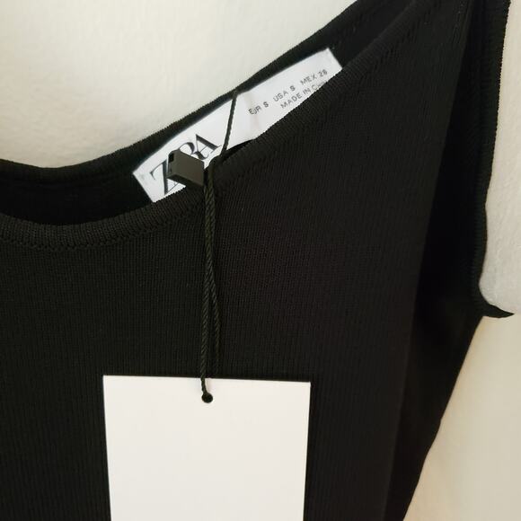 ZARA Voluminous Balloon Organza Sleeve Mini Dress Knit Size Small - Picture 10 of 10